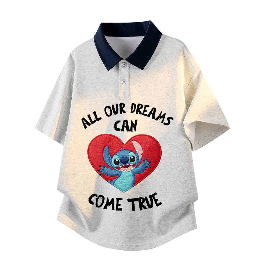 Disney Polo Shirts Unisex Polo Collar Thin Straight Fit