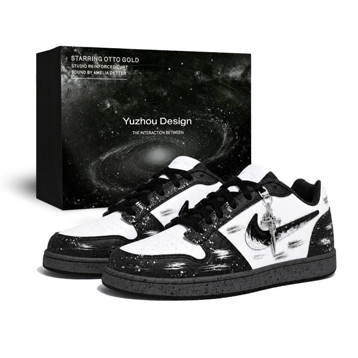 Nike Nike Dunk Skateboard Shoes Men's Low Top Black White Gray Starry Sky Ink Splatter Colorway