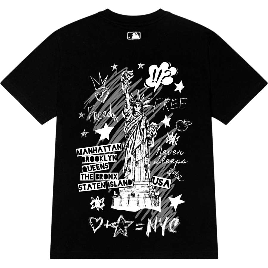 MLB New York Yankees T Shirts Unisex Black Crew Neck Moderate Straight Fit