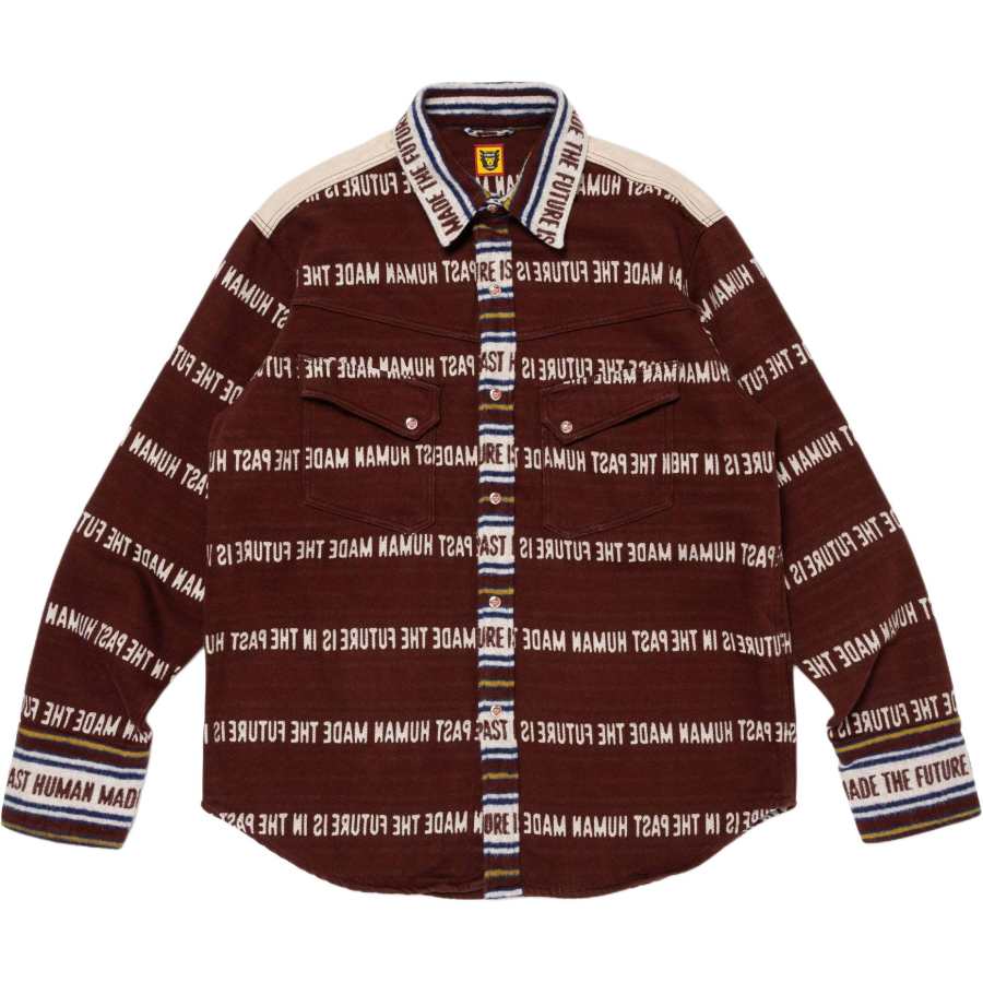 HUMAN MADE Shirts Unisex Brown Yellow Lapel Moderate