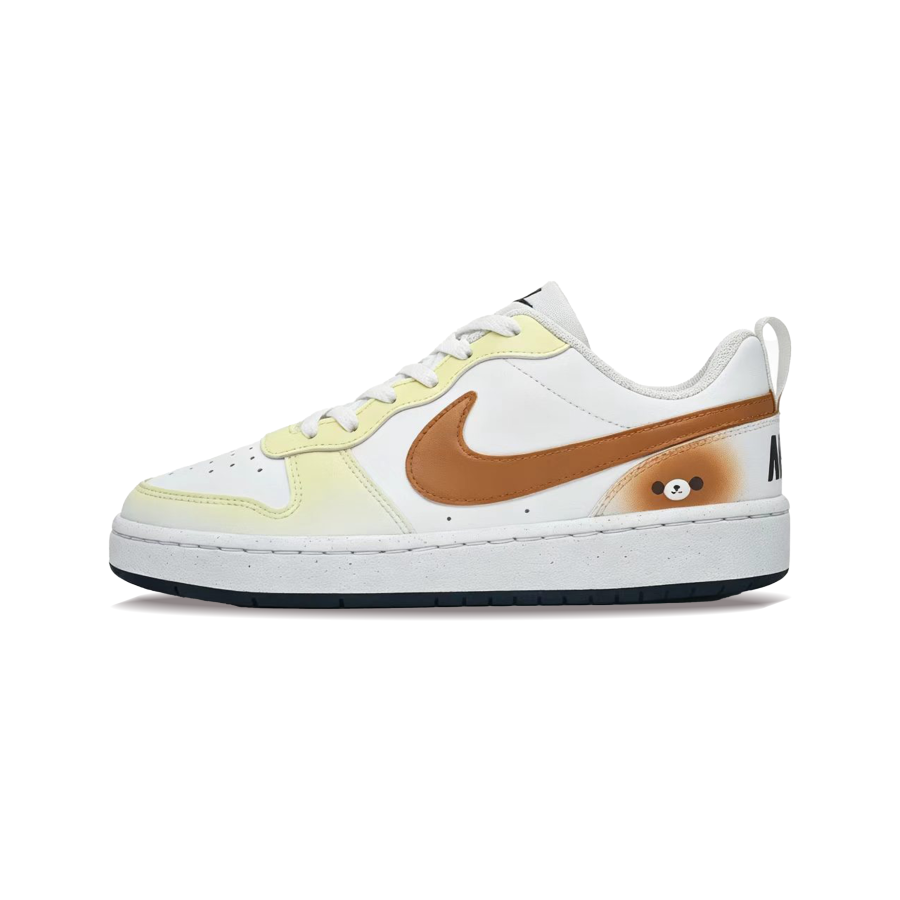 Nike Nike Court Borough Skateboard Shoes Women's Low Top White & Yellow Brown Gradient Color Block