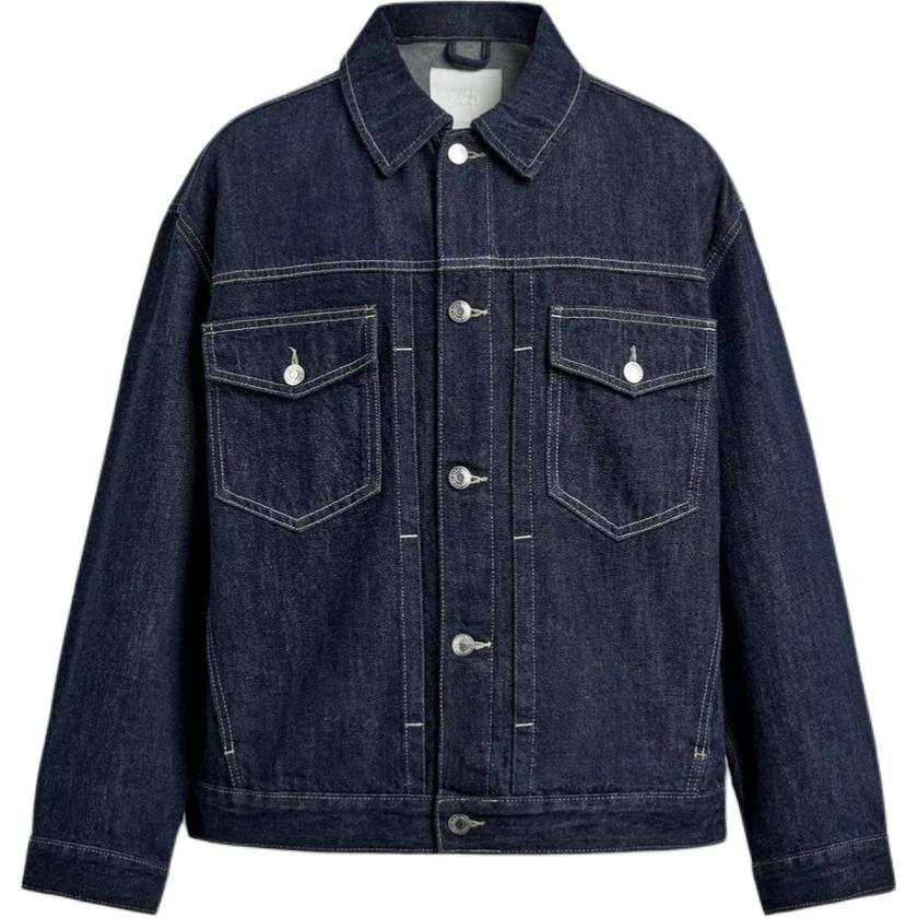 ZARA ZARA Denim Jackets Men's Indigo Lapel Moderate