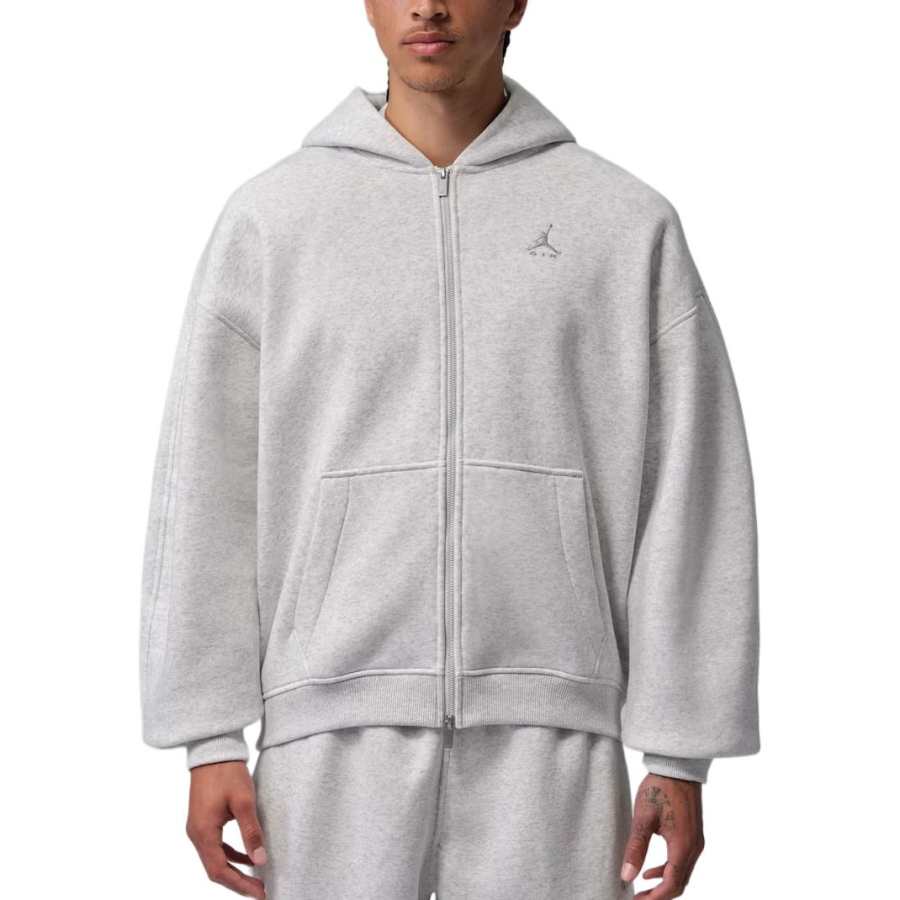 Jordan Jordan Brooklyn Fleece Tops Men's Neutral Gray/Stone Pine Gray/Light Smoke Gray Hooded Non Detachable Moderate