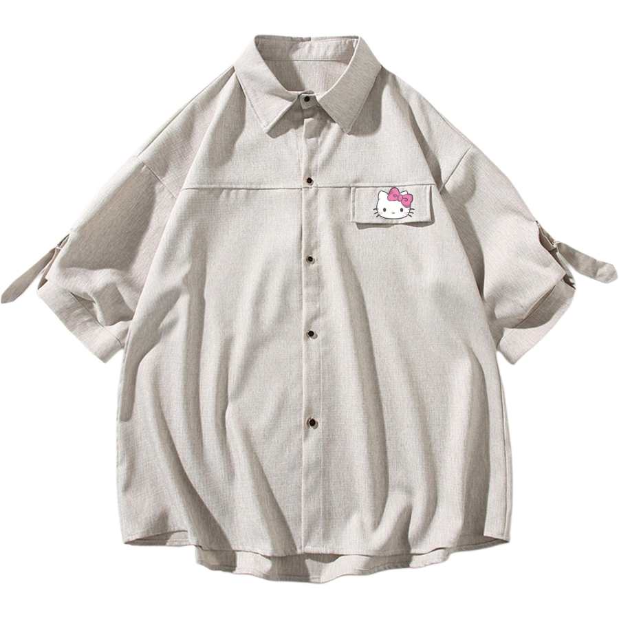 Sanrio Hello Kitty Shirts Women's Lapel Moderate Straight Fit