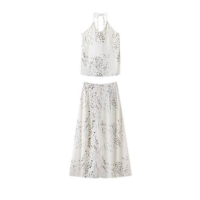 MARIE·COCO Two Piece Skirt Sets Women's Halter Moderate Long Skirt