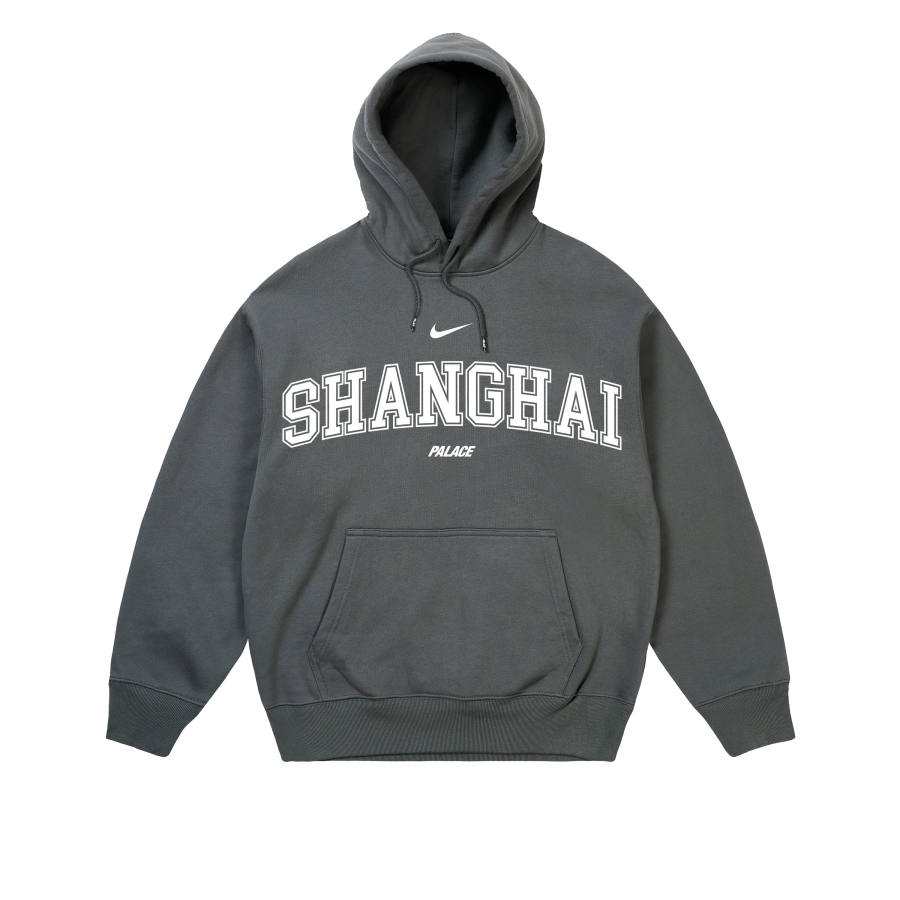 PALACE X Nike Sweatshirts Unisex Gray Hooded Non Detachable Moderate Straight Fit