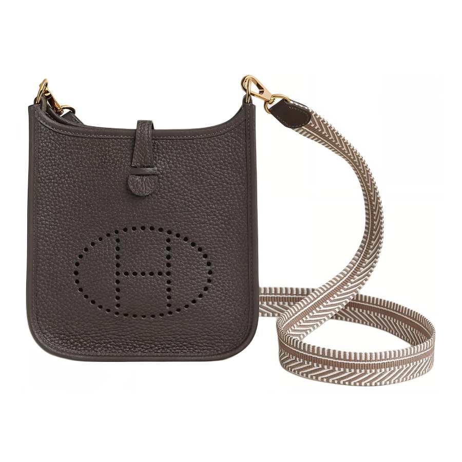 HERMES Evelyne Clemence Bullock Leather Crossbody Bag, Shoulder Bag 16 Women's Ebony