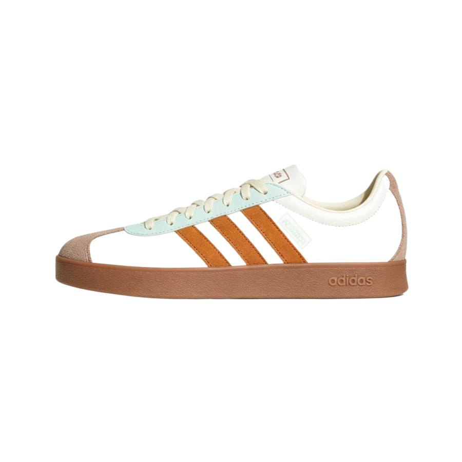 Adidas Adidas Vl Court Classic Skateboard Shoes Unisex Low Top Bright White/Brown/Resin Yellow