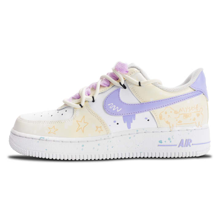Nike Nike Air Force 1 Skateboard Shoes Unisex Low Top White/Yellow/Purple