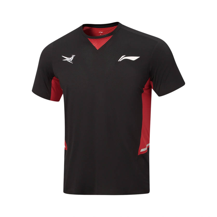 Li-Ning Li Ning Running Collection Running T Shirts Men's Black/Noble Red New Version No Text Crew Neck Moderate