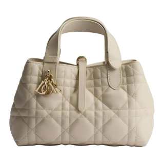 DIOR Toujours Calfskin Handbag Small Women's Beige