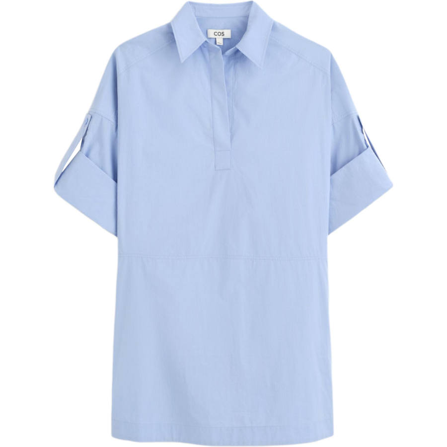 COS Long Sleeved Dresses Women's Light Blue Lapel Moderate