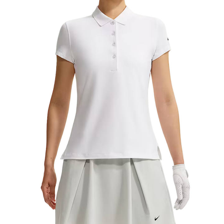 Nike Nike DRI FIT UV Golf Clothing Women's White/Black Polo Collar Moderate