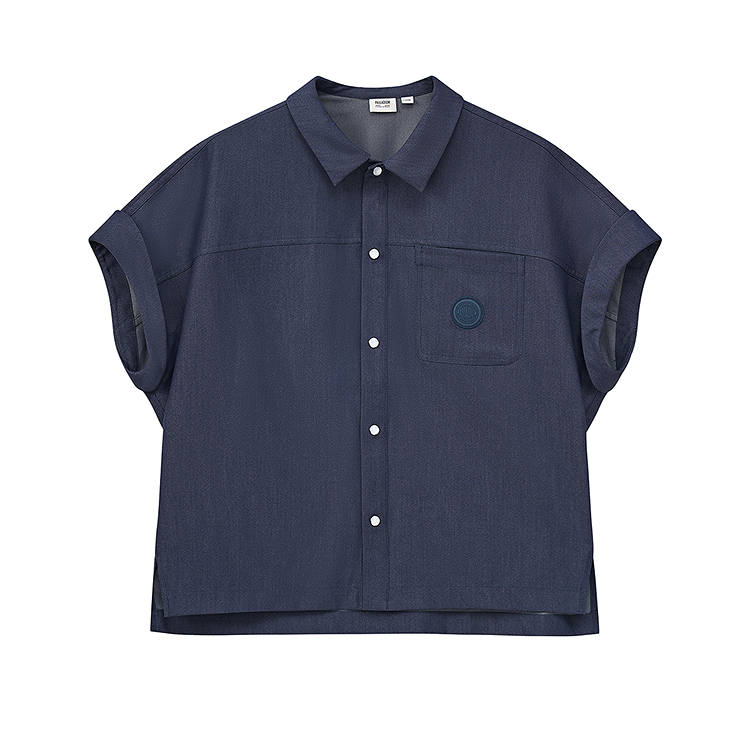 Palladium Shirts Women's Prelude Blue Lapel Moderate Straight Fit