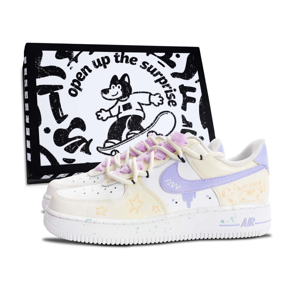 Nike Nike Air Force 1 Skateboard Shoes Unisex Low Top White/Yellow/Purple