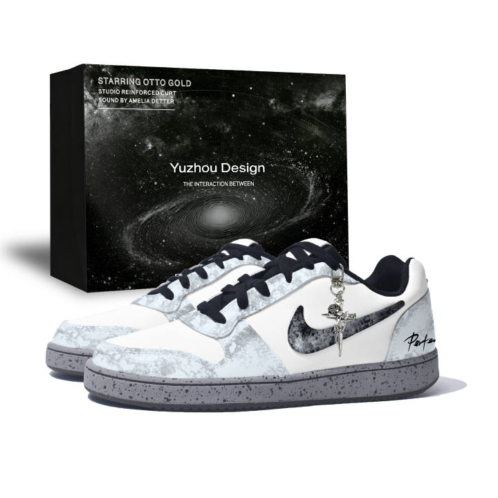 Nike Nike EBERNON Skateboard Shoes Men's Low Top Gray Blue Distressed Ink Splatter Colorway