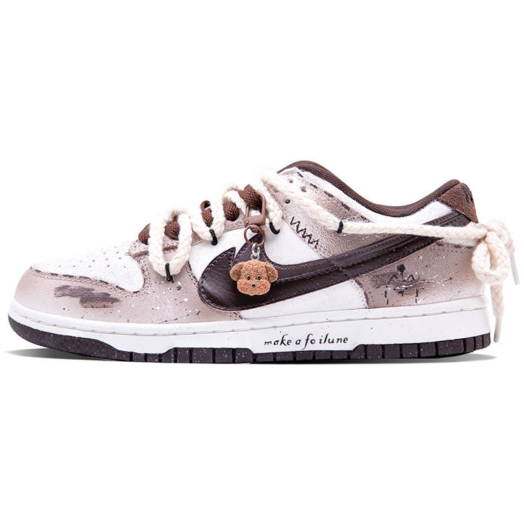 Nike Nike Dunk SB Skateboard Shoes Unisex Low Top White Brown Distressed Color Block
