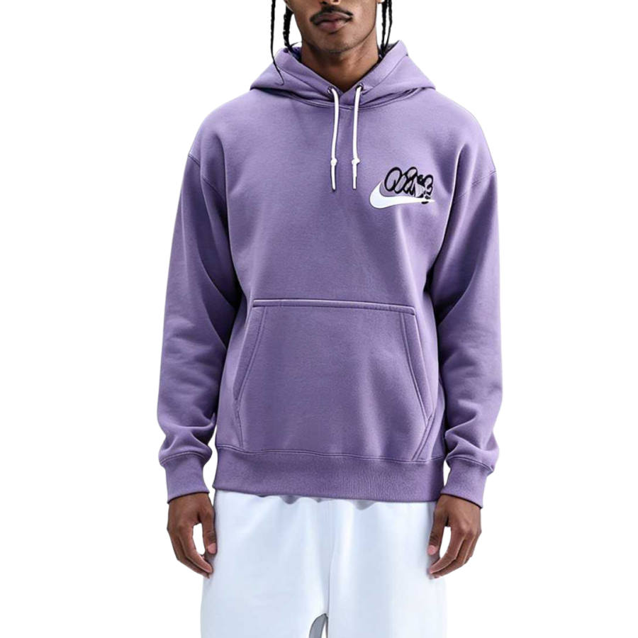 Nike Nike Solo Swoosh Sweatshirts Men's Gray Purple Hooded Non Detachable Moderate