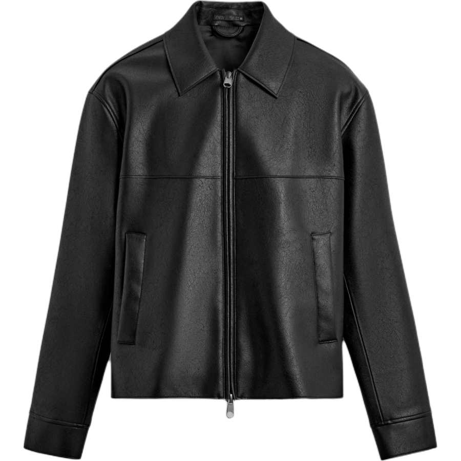 ZARA Jackets Men's Black Lapel Moderate Straight Fit