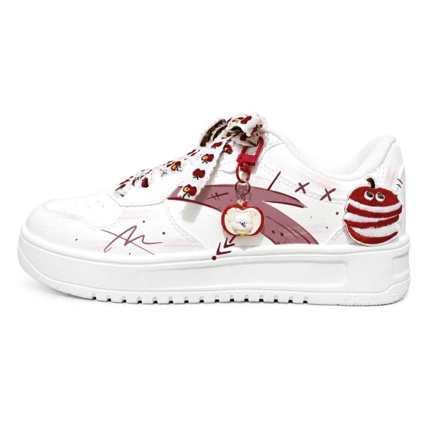 ANTA Easy Skateboard Shoes Women's Low Top White/Red