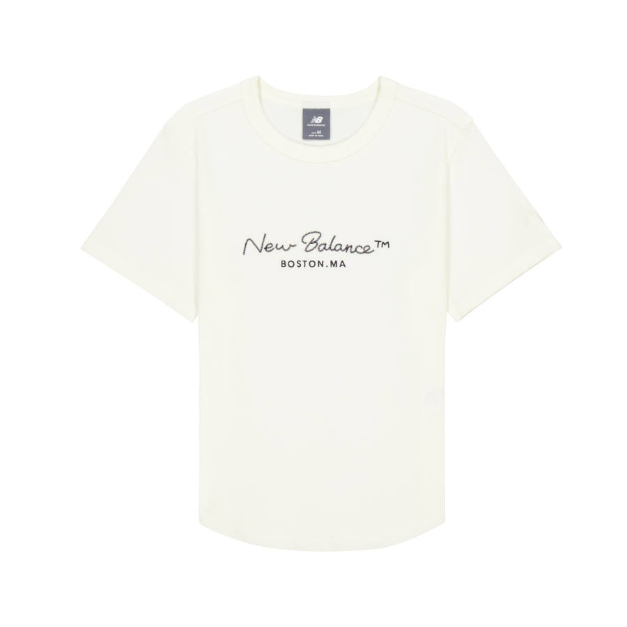 New Balance New Balance T Shirts Women's Sea Salt White Crew Neck Moderate