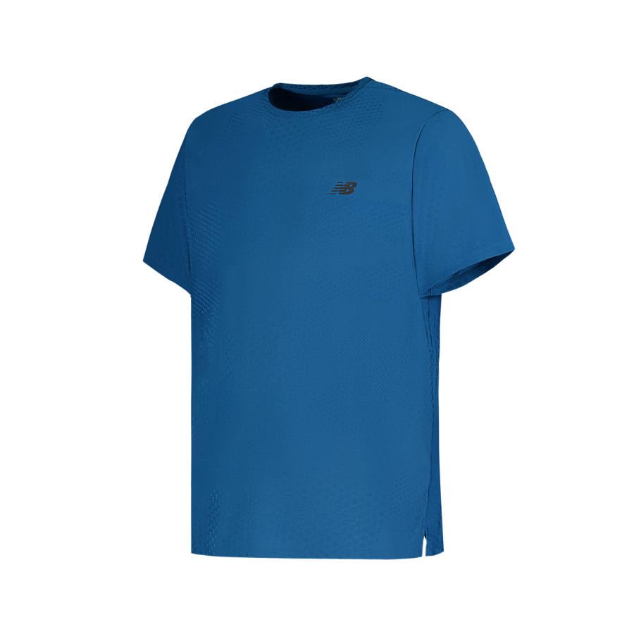 New Balance New Balance Running T Shirts Men's Turquoise Crew Neck Moderate