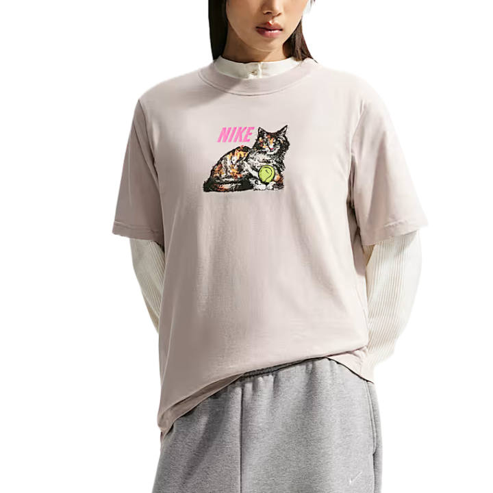 Nike Nike Sportswear T Shirts Women's Ecru 2 Crew Neck Moderate