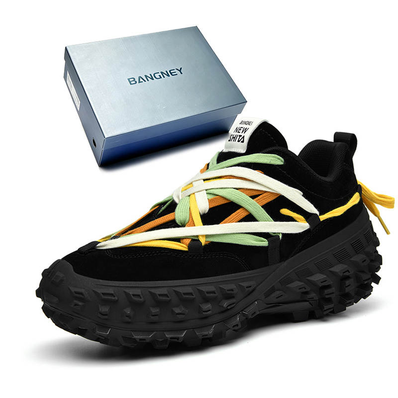 BANGNEY Paris Style, Black Warrior Slip Resistant, Abrasion Resistant, Waterproof Low top Chunky Sneakers Unisex