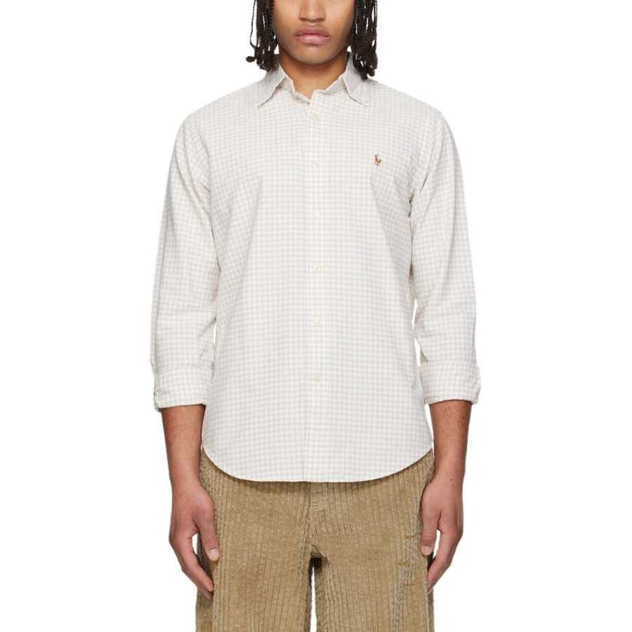 Polo Ralph Lauren Shirts Men's Sand White Lapel Moderate Straight Fit