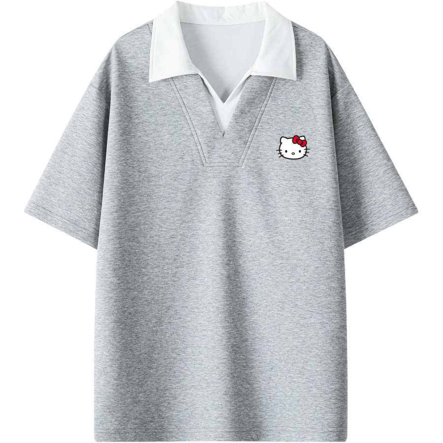 Sanrio Hello Kitty T Shirts Unisex Lapel Moderate Straight Fit