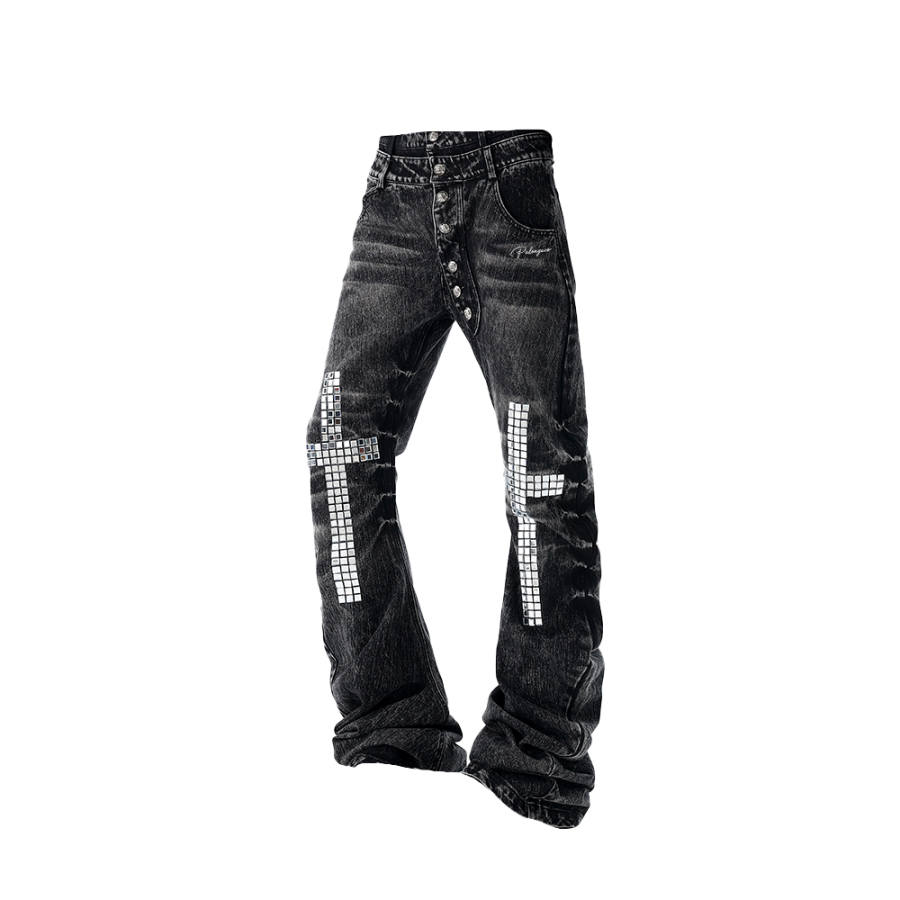 PAL ONGACO Jeans Unisex Black Moderate Straight Fit Pants