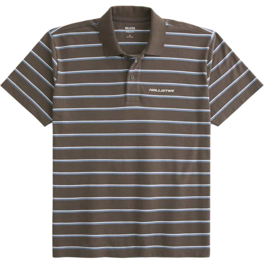 Hollister/ Polo Shirts Men's Dark Brown Stripes Moderate
