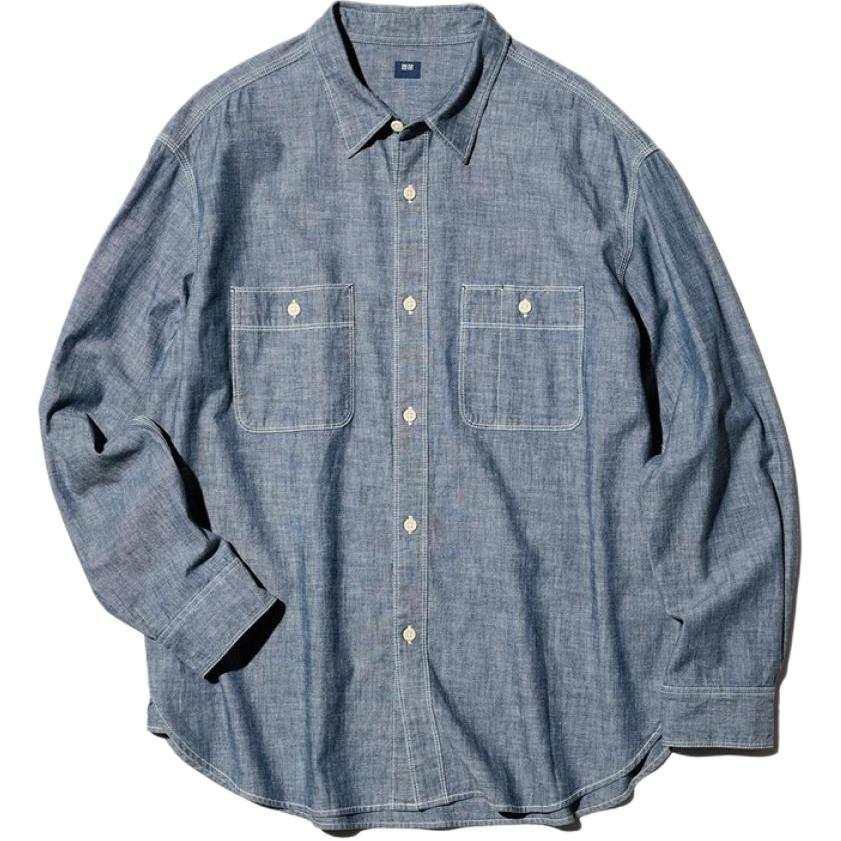 UNIQLO SS26 Shirts Men's Sea Blue Lapel Moderate