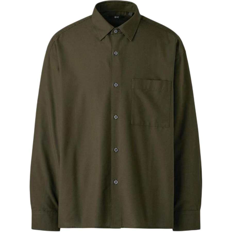 UNIQLO C Collection Shirts Unisex Dark Olive Lapel Moderate
