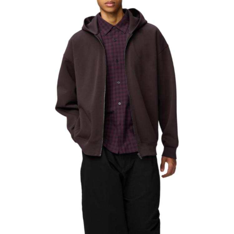 UNIQLO C Collection Sweatshirts Unisex Brown Black Hooded Non Detachable Moderate
