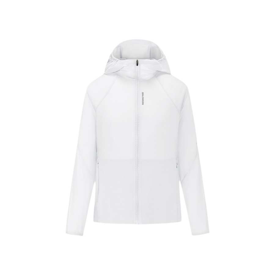 SALOMON Running Jackets Women's Clear White Hooded Non Detachable Moderate