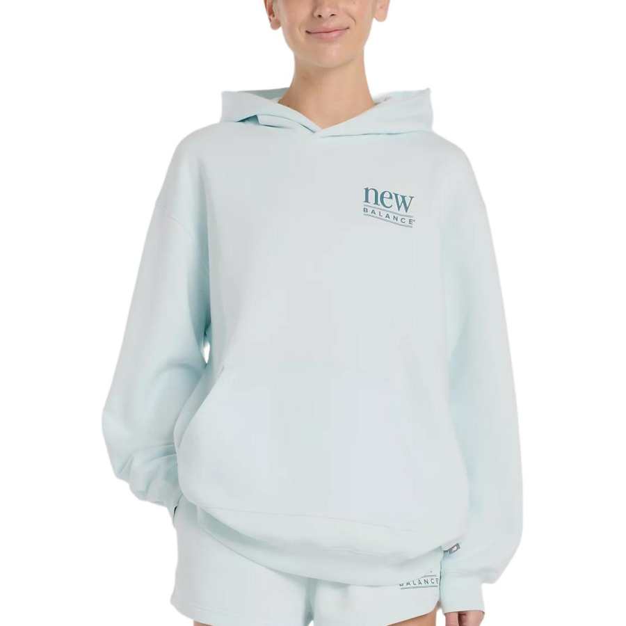 New Balance New Balance Sweatshirts Women's Shimmery Blue Hooded Non Detachable Moderate Straight Fit