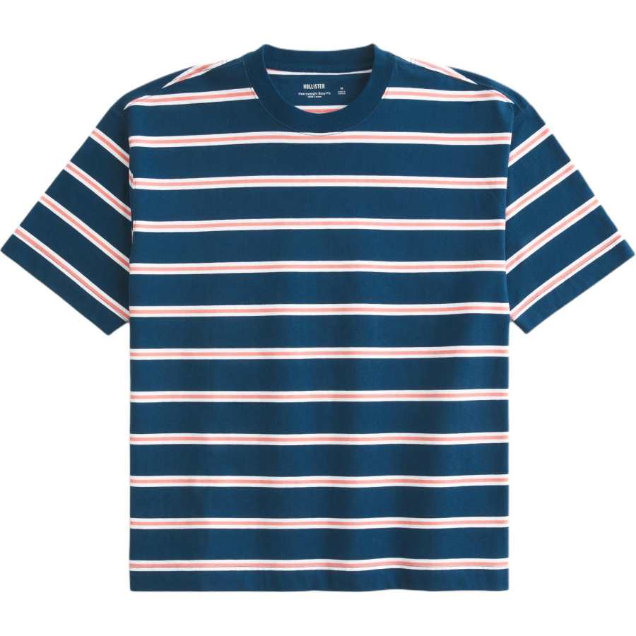 Hollister/ T Shirts Men's Dark Blue Stripes Crew Neck Thickened