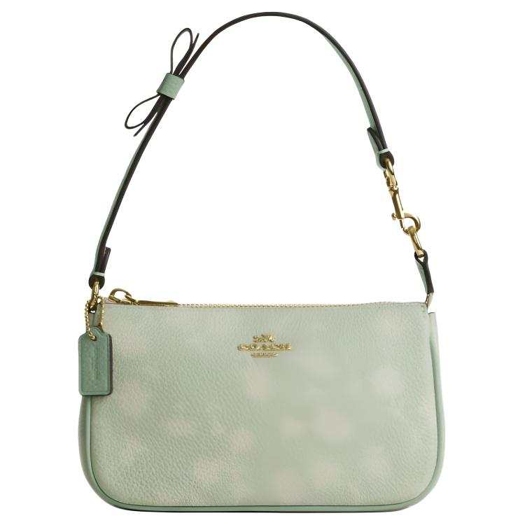 COACH Nolita Refined Pebbled Leather Pochette, Shoulder Bag Small Women's Light Green