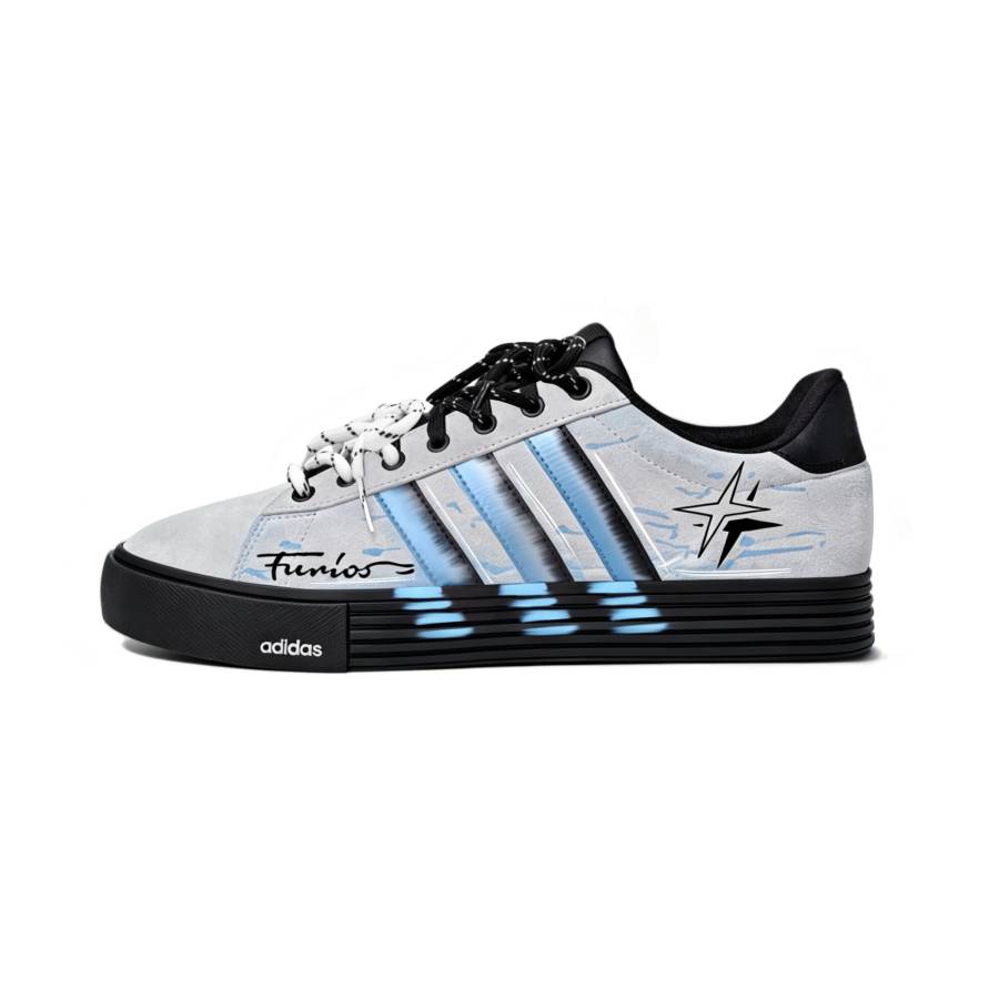 Adidas Adidas Daily 4.0 Skateboard Shoes Unisex Low Top Gray Black Blue Gradient Color Block
