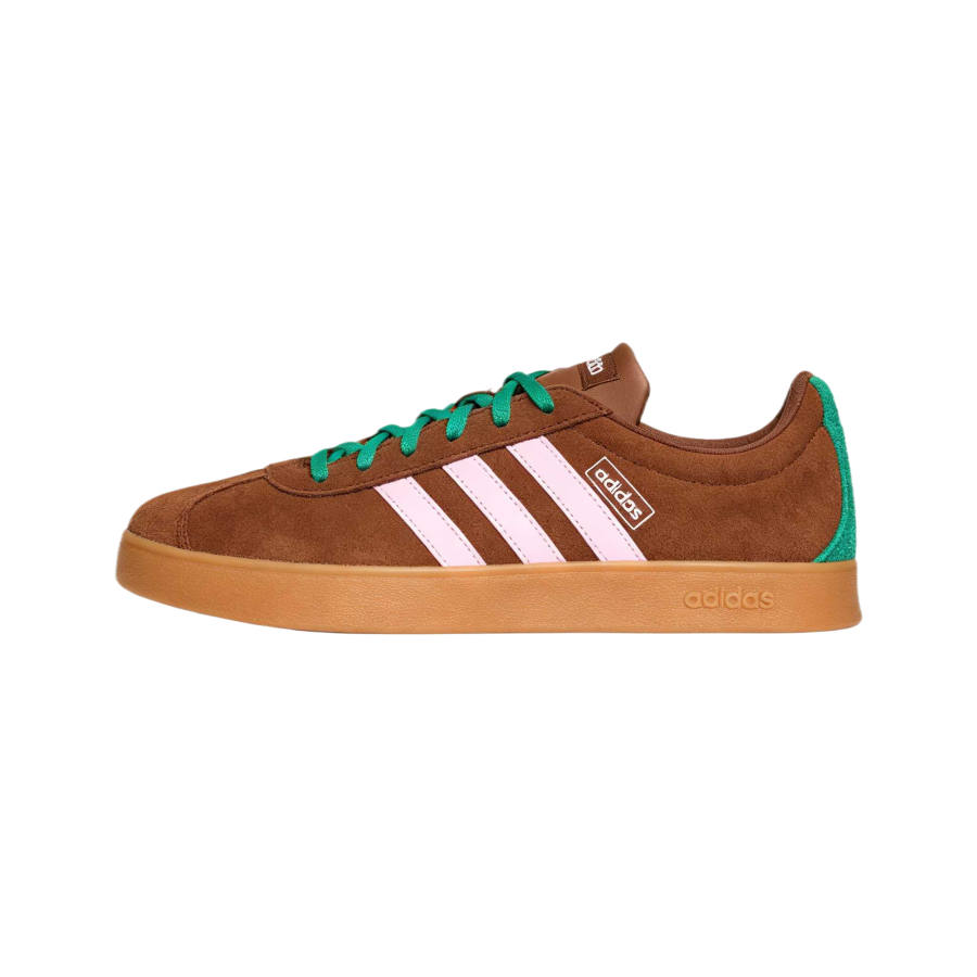 Adidas Adidas Vl Court Classic Skateboard Shoes Unisex Low Top Soft Brown/Light Purple/Lawn Green
