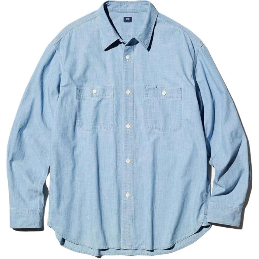 UNIQLO SS26 Shirts Men's Aqua Blue Lapel Moderate