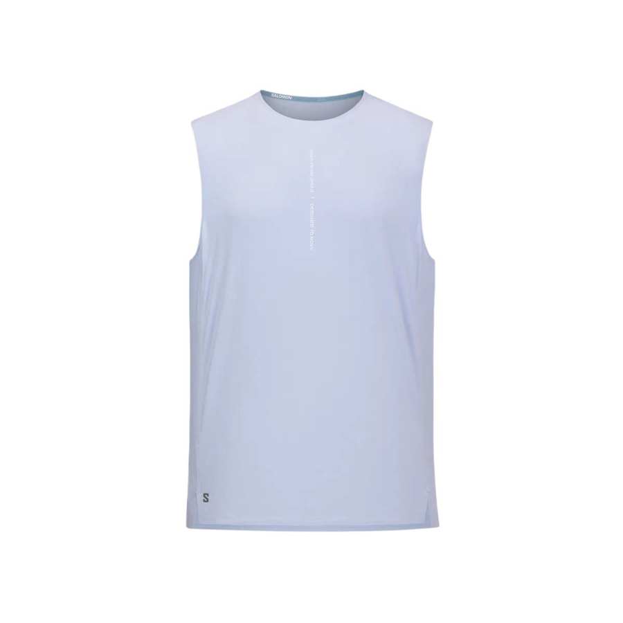 SALOMON Running Tank Tops Men's Xenon Gas Blue Crew Neck Moderate