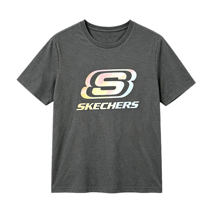 Skechers T Shirts Unisex Carbon Black Crew Neck Straight Fit
