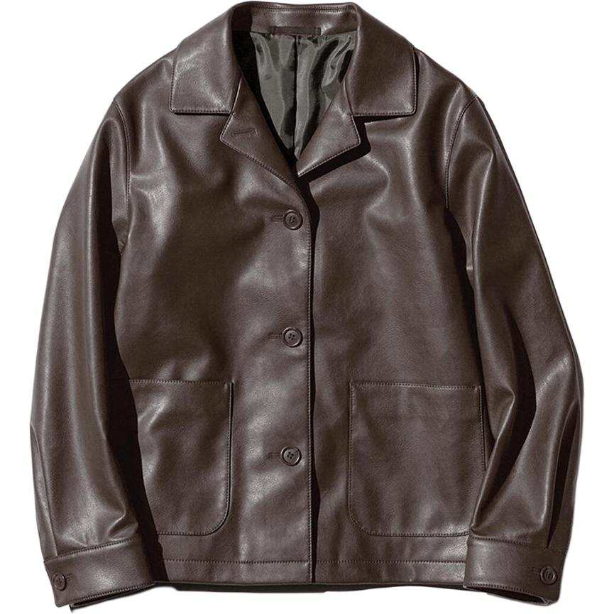 UNIQLO Leather Jackets Unisex 39 Brown Black Lapel Moderate