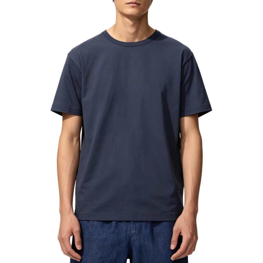 UNIQLO T Shirts Men's Marine Blue Crew Neck
