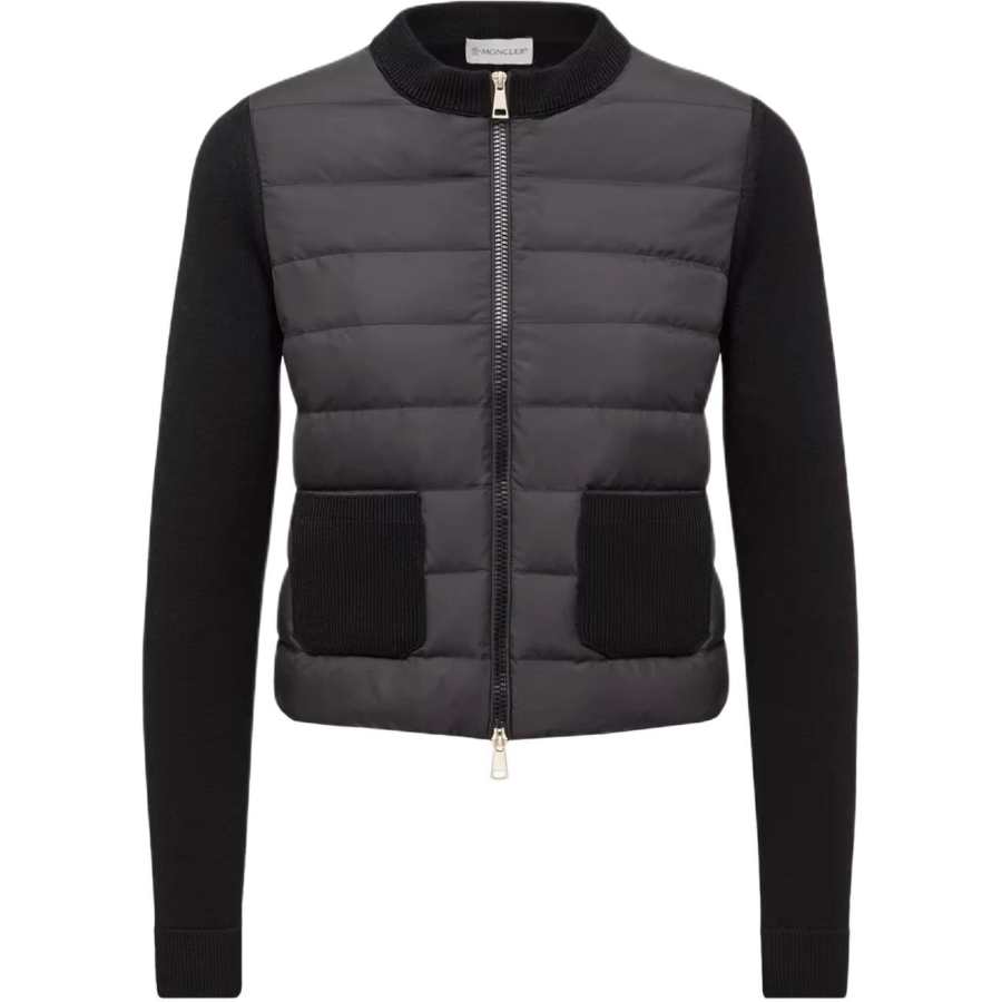 Moncler Down Coats Women's Black Stand Collar Thin Straight Fit