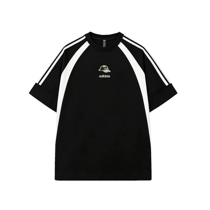 Adidas Adidas 3 Stripes T Shirts Unisex Black Crew Neck Moderate