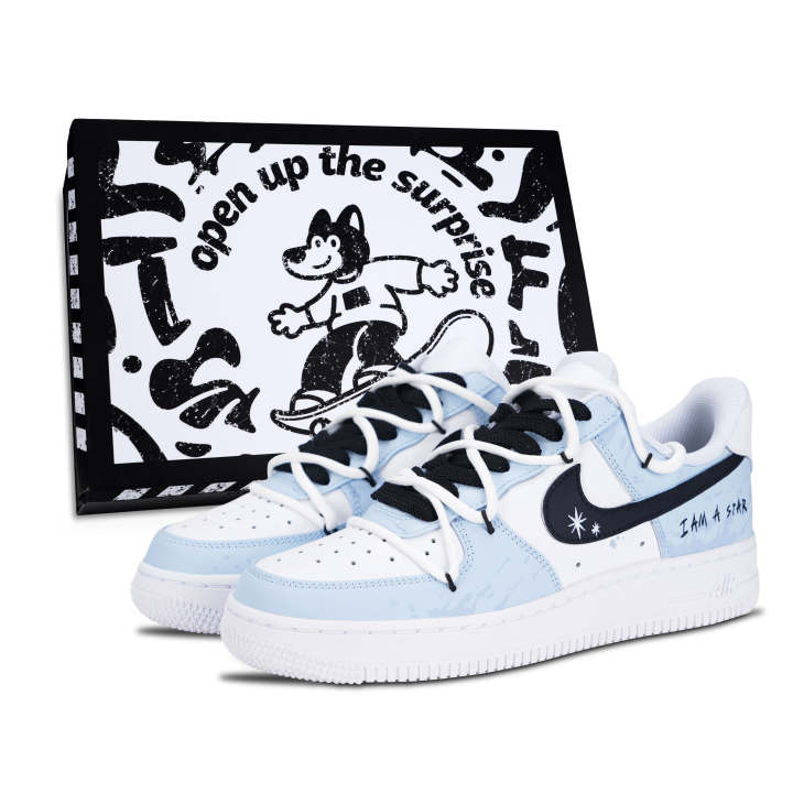 Nike Nike Air Force 1 Skateboard Shoes Unisex Low Top Blue/White/Black
