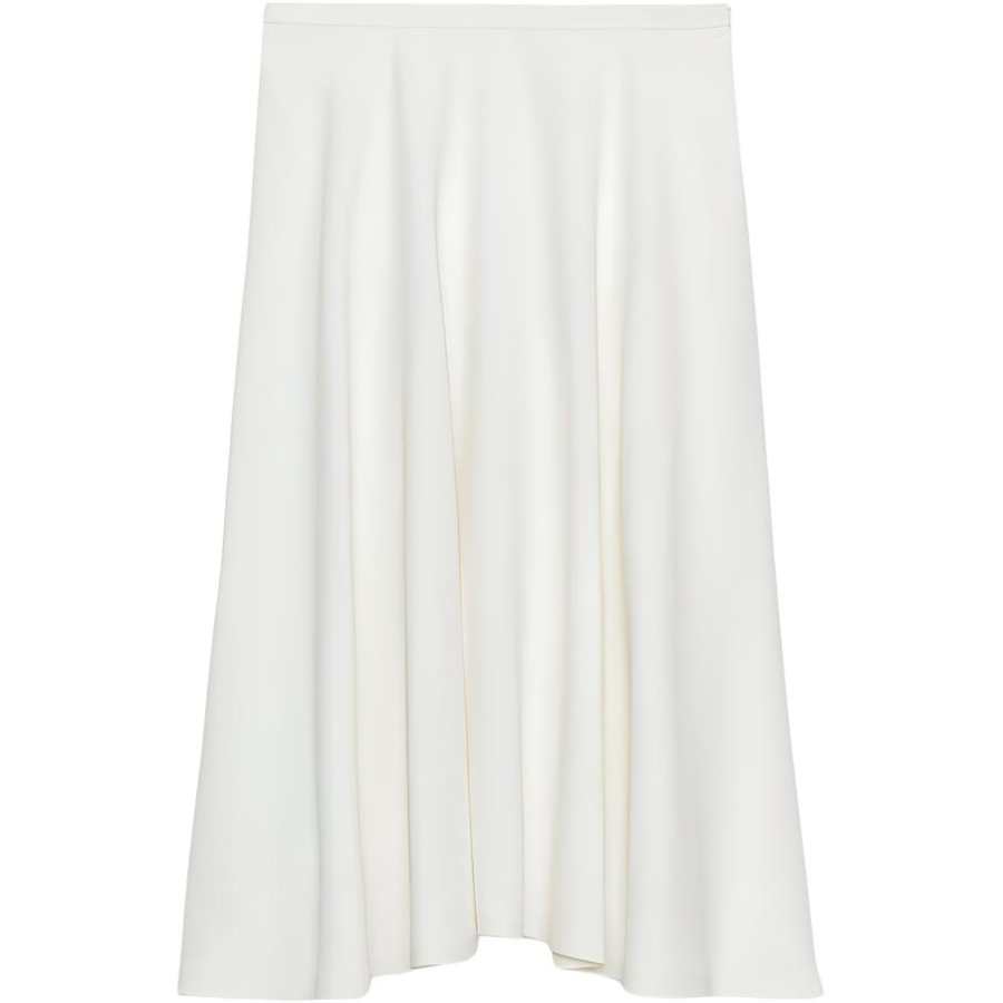 ZARA Long Sleeved Dresses Women's White Crew Neck Moderate Midi Skirt